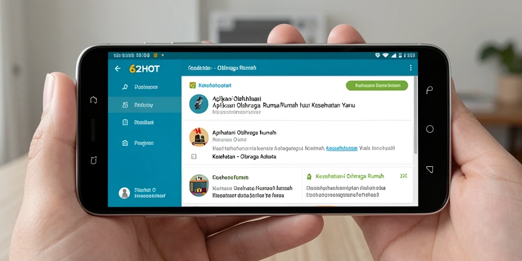 Antarmuka aplikasi 62HOT untuk olahraga rumah yang menarik dan mudah digunakan.