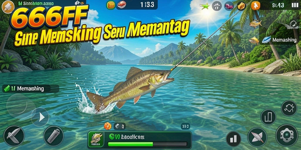 Tampilan antarmuka 666FF saat memancing yang menarik dan intuitif.