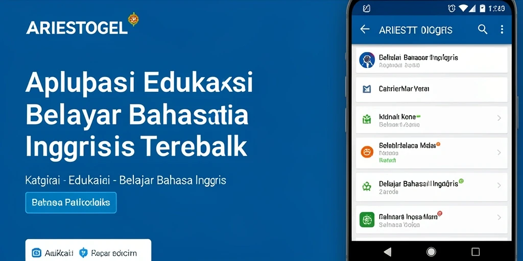 Tampilan aplikasi ARIESTOGEL saat belajar Bahasa Inggris.