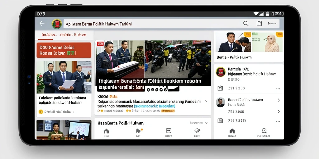 Antarmuka D73 menampilkan berita dan analisis hukum terbaru.