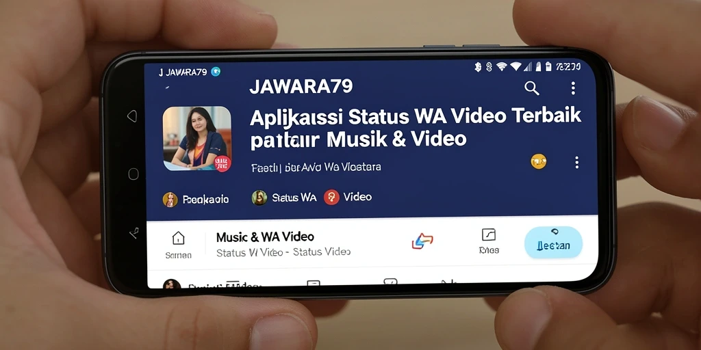 Tampilan antarmuka aplikasi JAWARA79 untuk pembuatan status WA video.