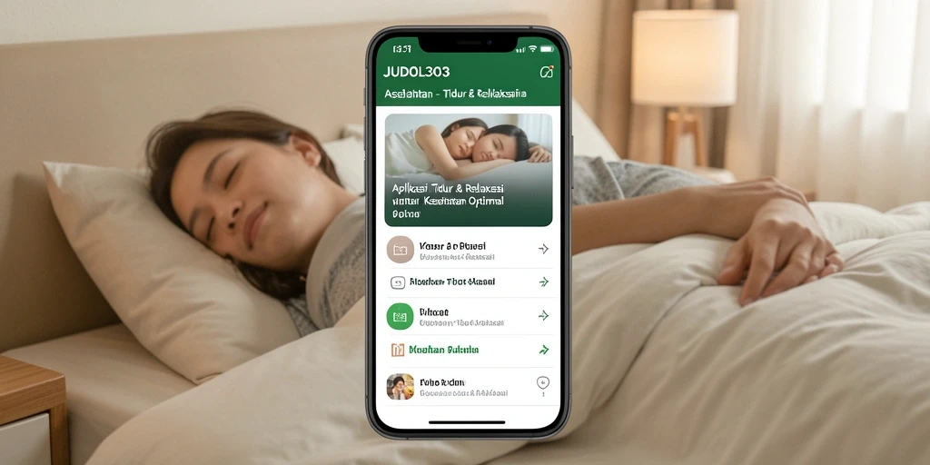 Antarmuka aplikasi JUDOL303 dengan fitur Tidur & Relaksasi.
