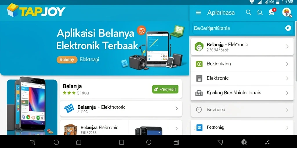 Tampilan antarmuka aplikasi TAPJOY yang mudah digunakan untuk belanja elektronik.