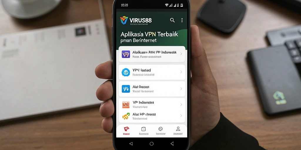 Tampilan antarmuka aplikasi VPN VIRUS88 yang intuitif dan mudah digunakan.