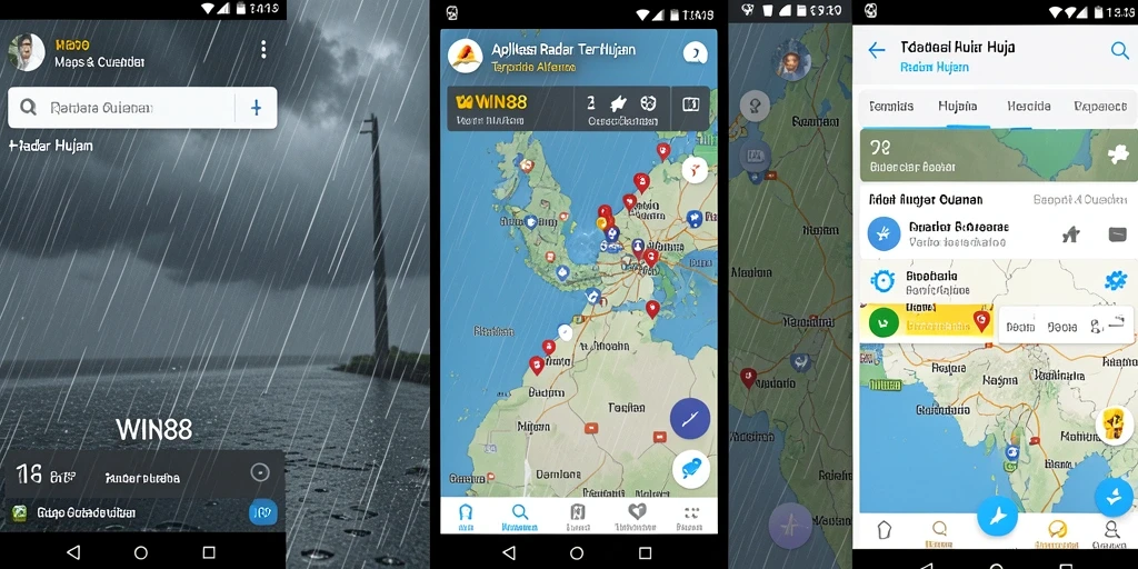 Antarmuka aplikasi WIN88 yang menampilkan radar hujan secara real-time.